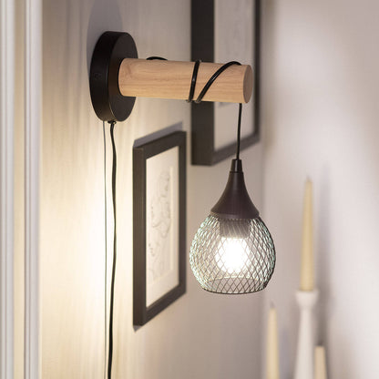 Lámpara de Pared de Madera y Metal Monah