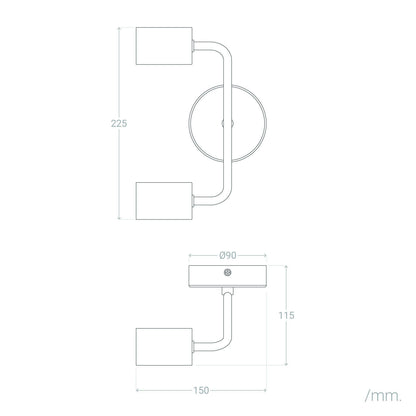 Lámpara de Pared de Metal 2 Focos Jayso