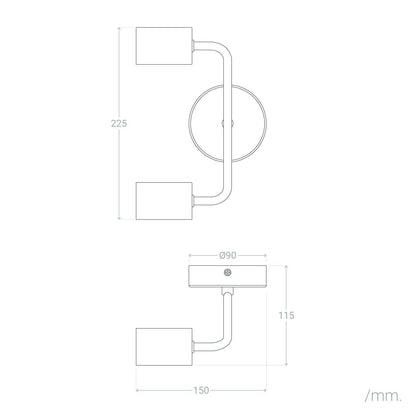 Lámpara de Pared de Metal 2 Focos Jayso