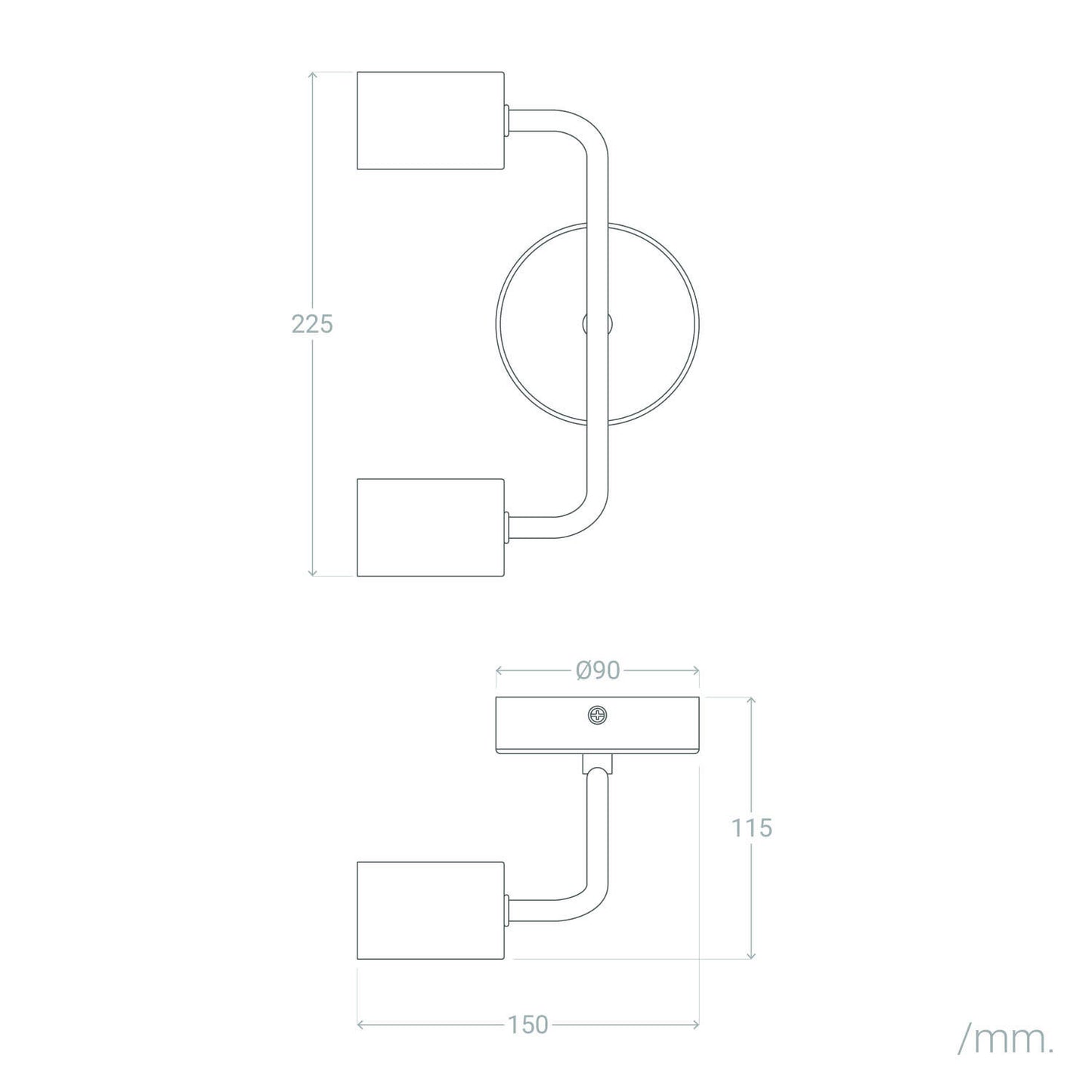 Lámpara de Pared de Metal 2 Focos Jayso