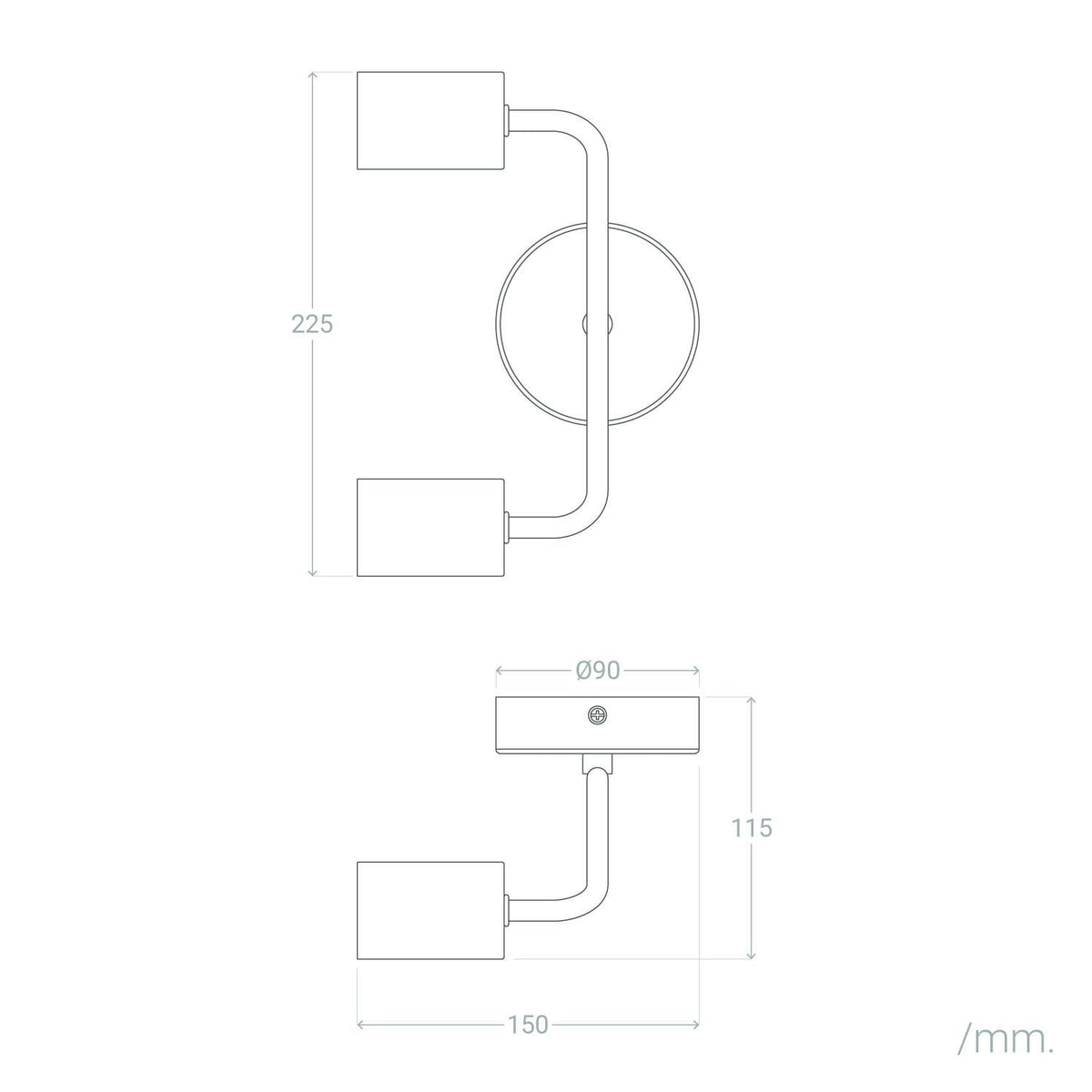 Lámpara de Pared de Metal 2 Focos Jayso