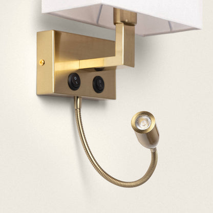 Lámpara de Pared de Metal con Flexo LED de Lectura Waldorf