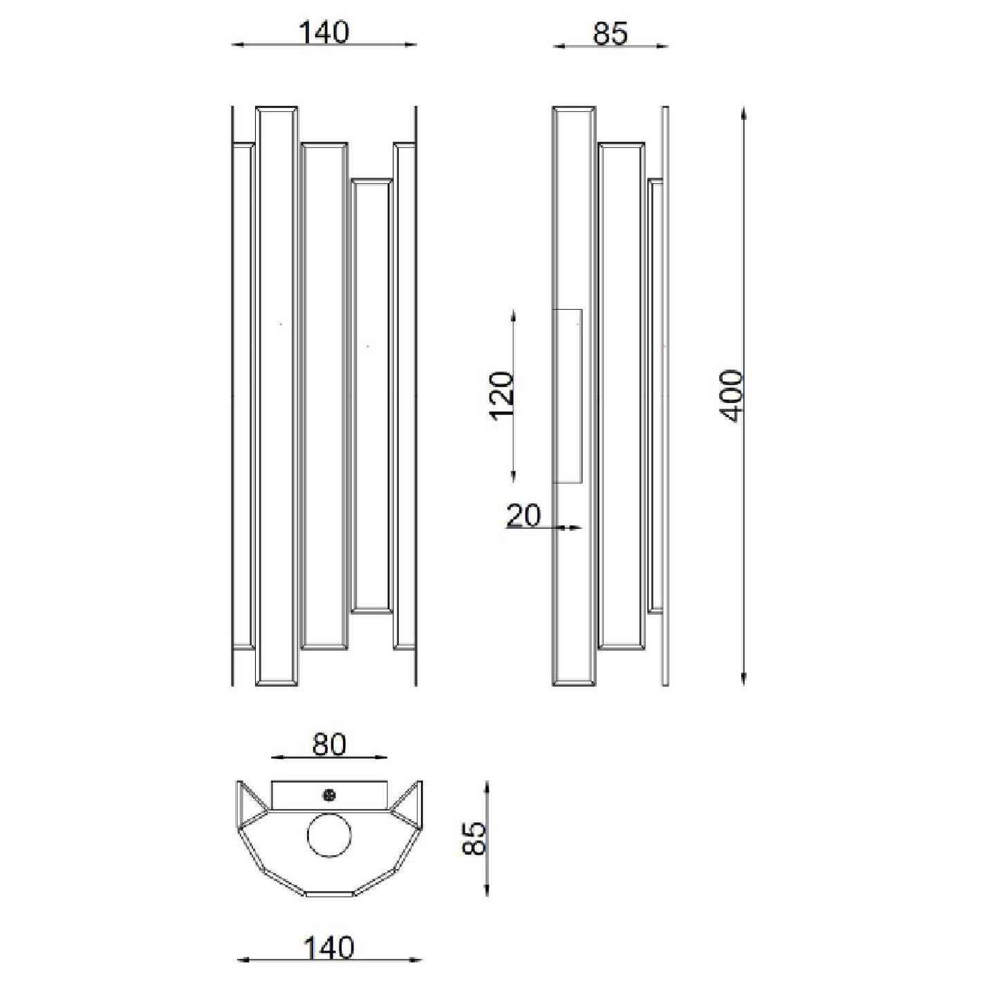 Lámpara de Pared de Metal y Cristal Bredos