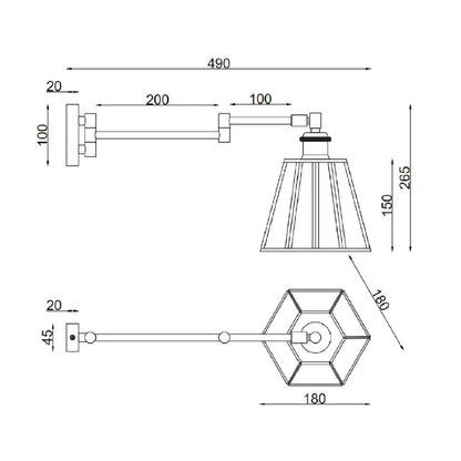 Lámpara de Pared de Metal y Cristal Brontom
