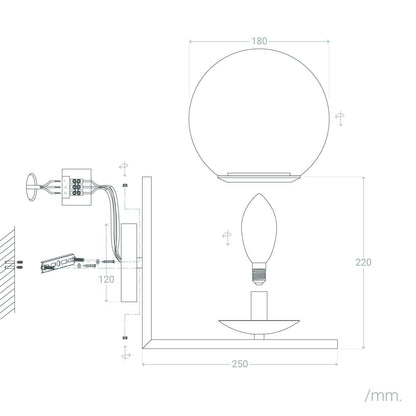 Lámpara de Pared de Metal y Cristal Moonlight Design