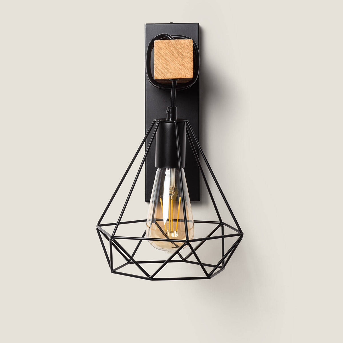 Lámpara de Pared de Metal y Madera Sardo