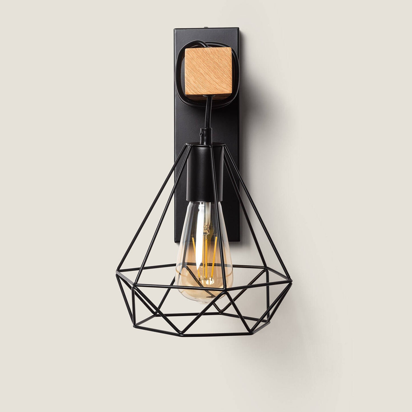 Lámpara de Pared de Metal y Madera Sardo