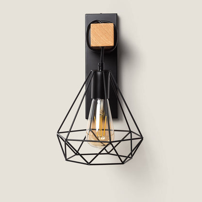 Lámpara de Pared de Metal y Madera Sardo