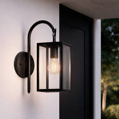 Lámpara de Pared Exterior de Aluminio y Cristal Brazo Superior Atrium Negro