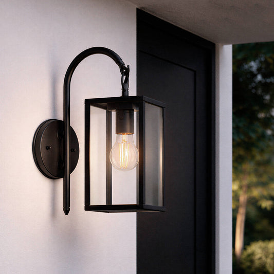 Lámpara de Pared Exterior de Aluminio y Cristal Brazo Superior Atrium Negro