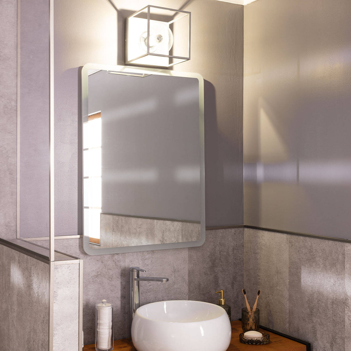 Lámpara de Pared Exterior Metal y Cristal Tabuk