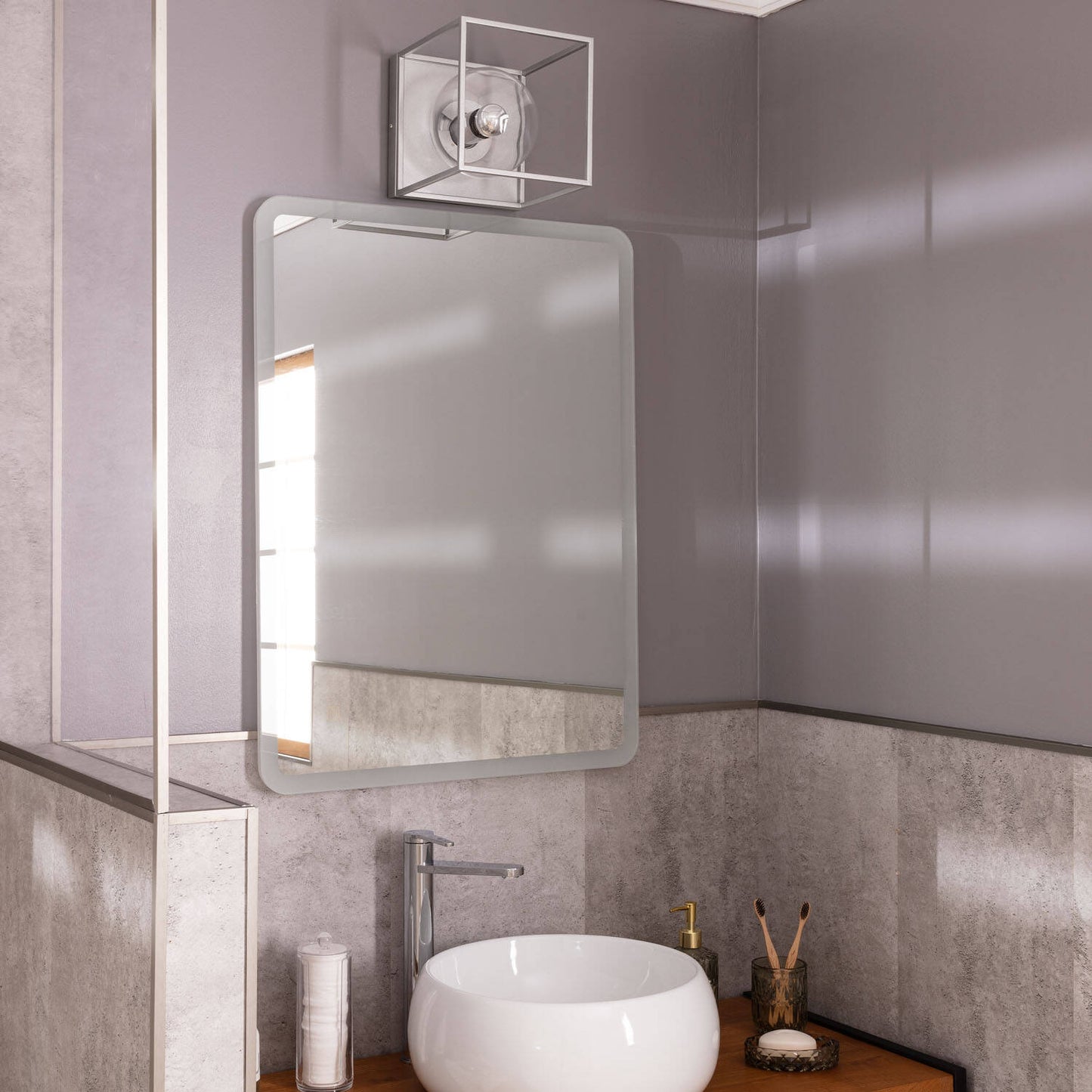 Lámpara de Pared Exterior Metal y Cristal Tabuk