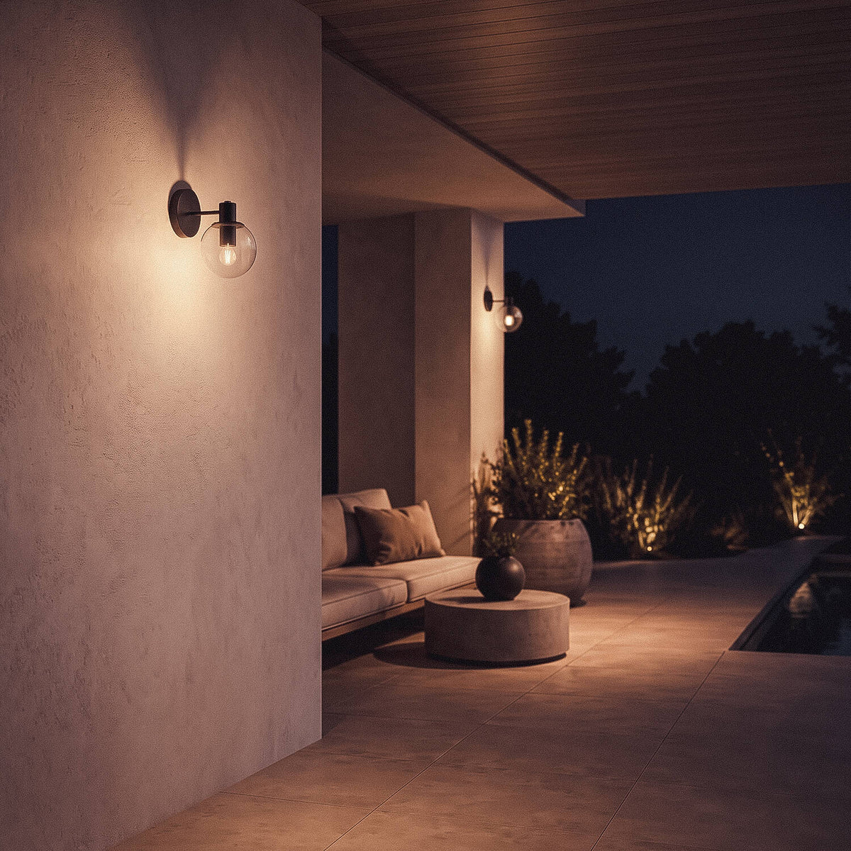 Lámpara de Pared Exterior Metal y Cristal Yanbu