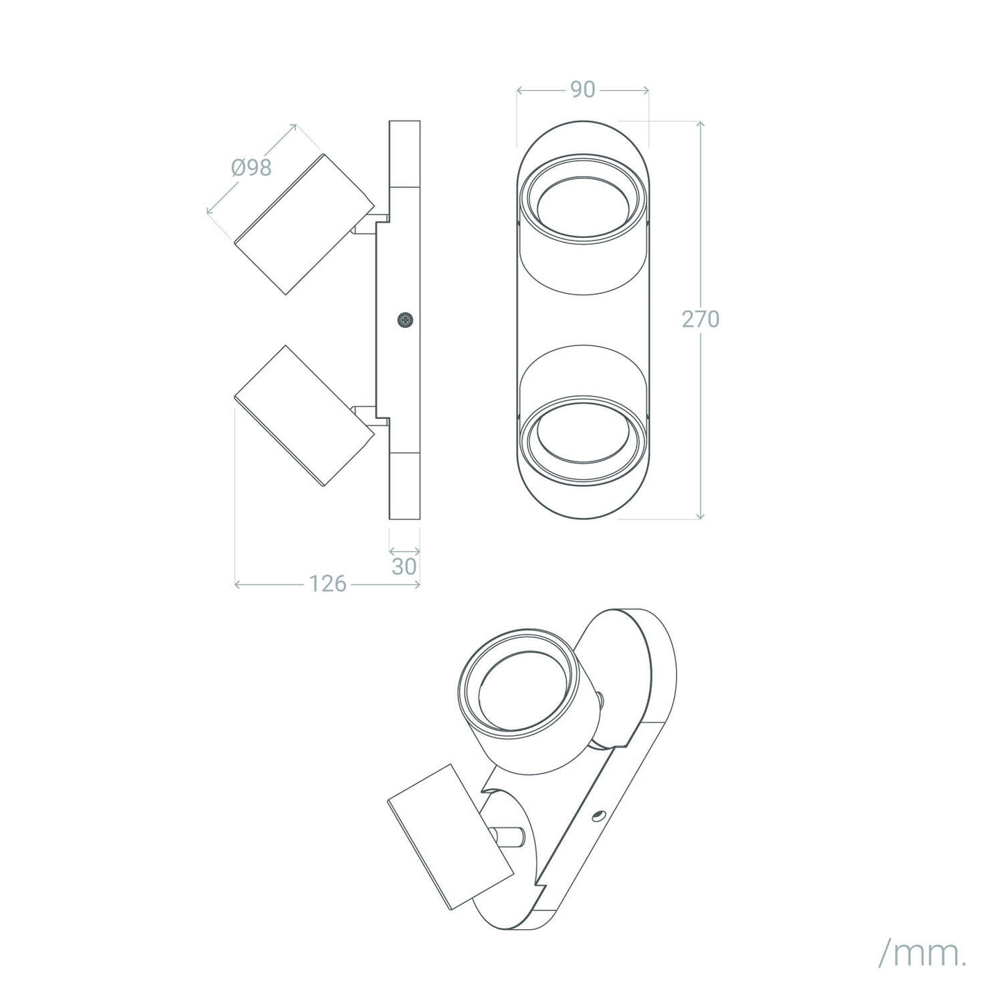 Lámpara de Pared LED 10W Metal CCT Seleccionable Cundra 2 Focos