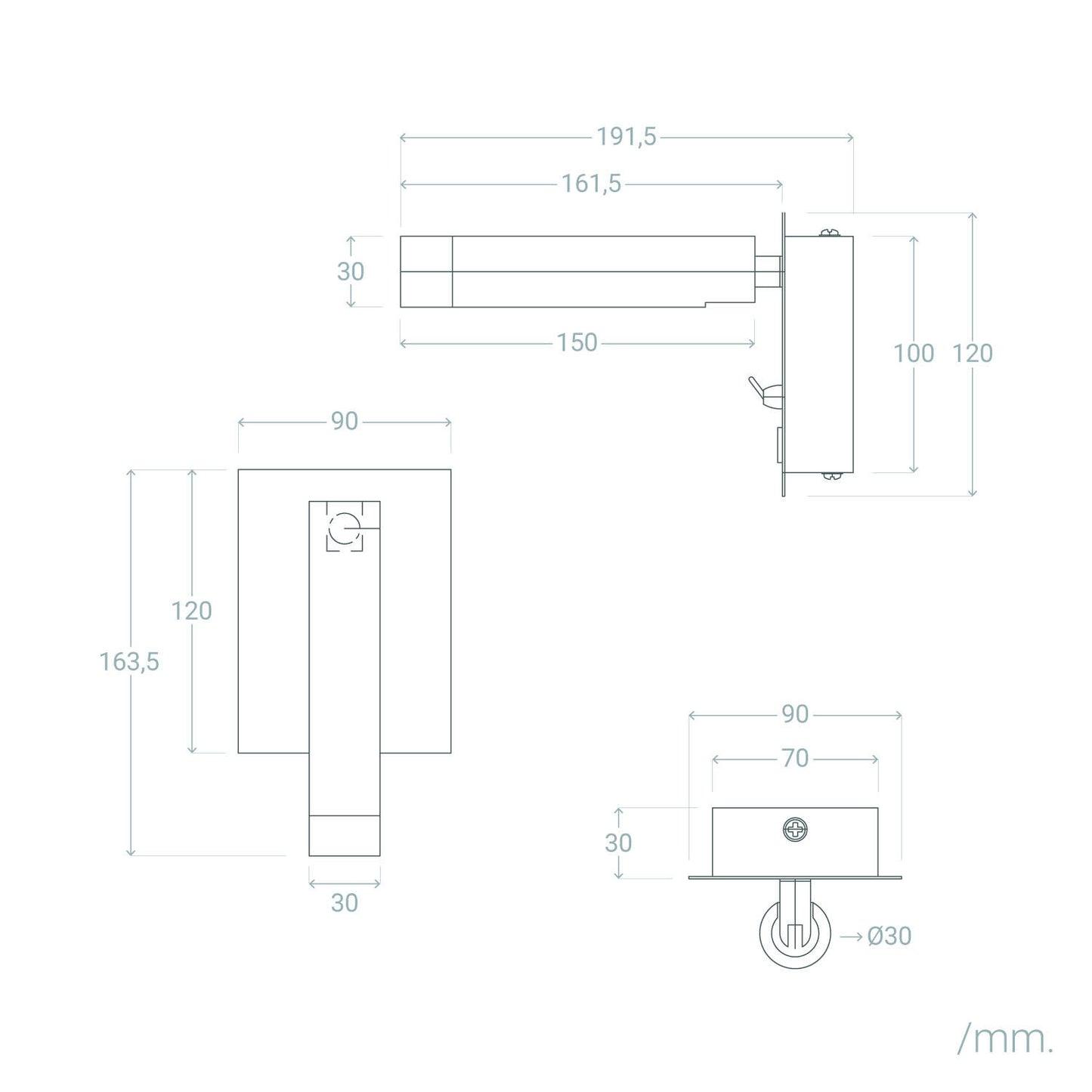 Lámpara de Pared LED 2.5W Cuadrada Metal con Puerto USB Gazny