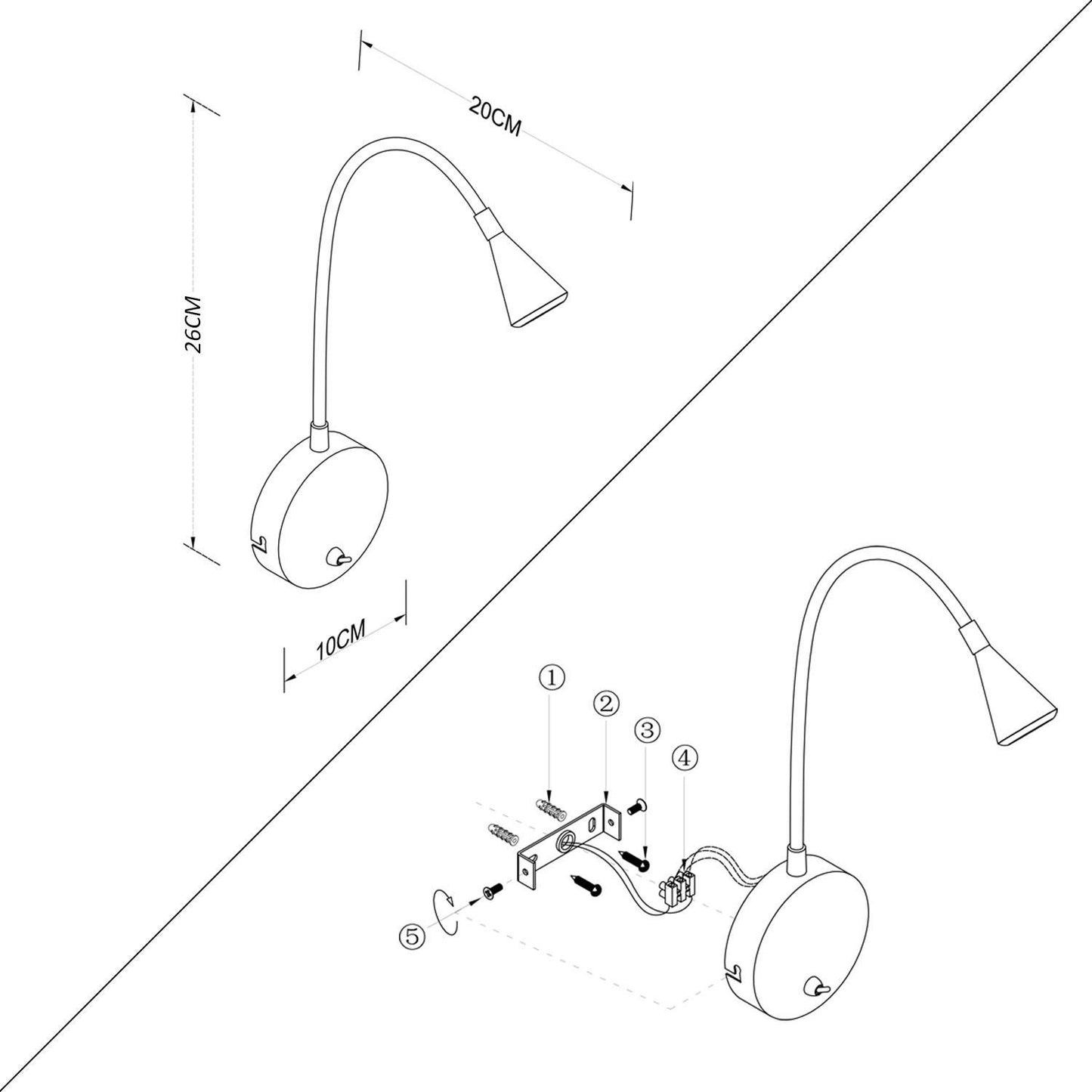Lámpara de Pared LED 3W de Metal con Interruptor Koiné
