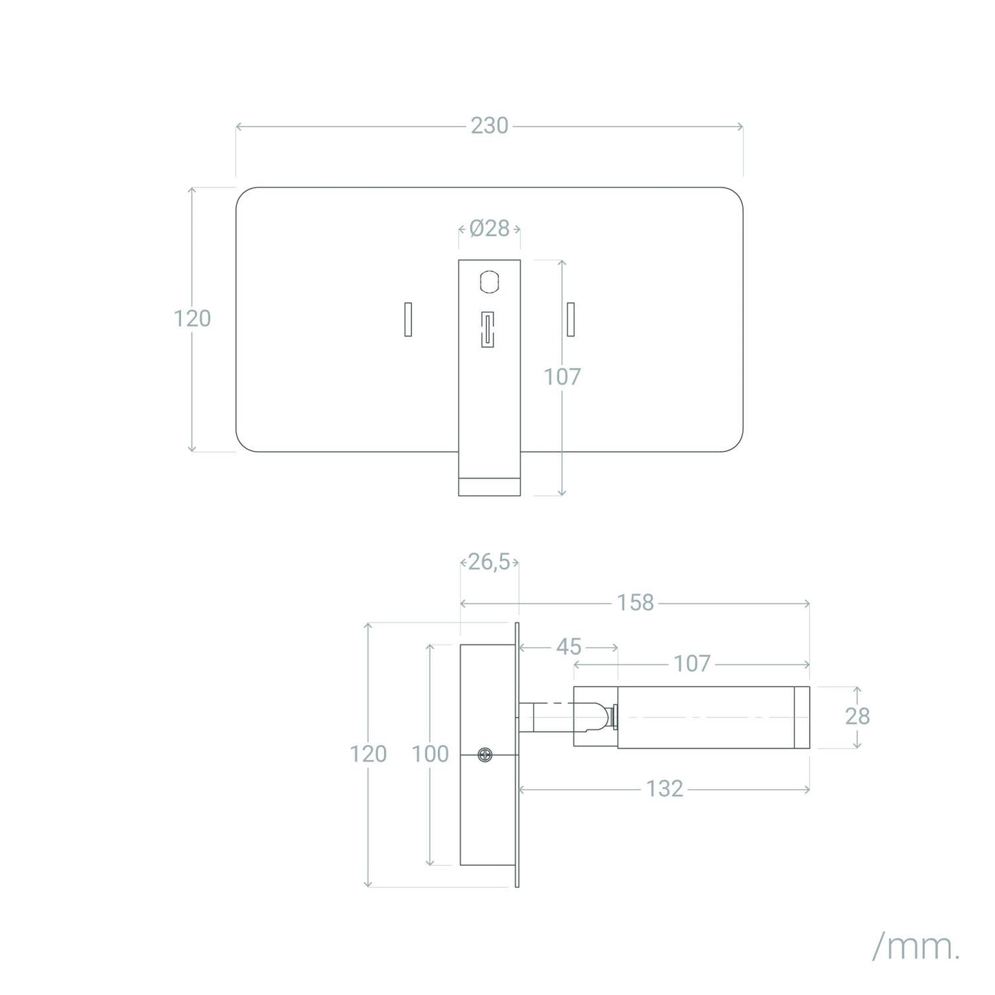 Lámpara de Pared con Luz de Lectura LED 8W Metal y Puerto USB Rossey