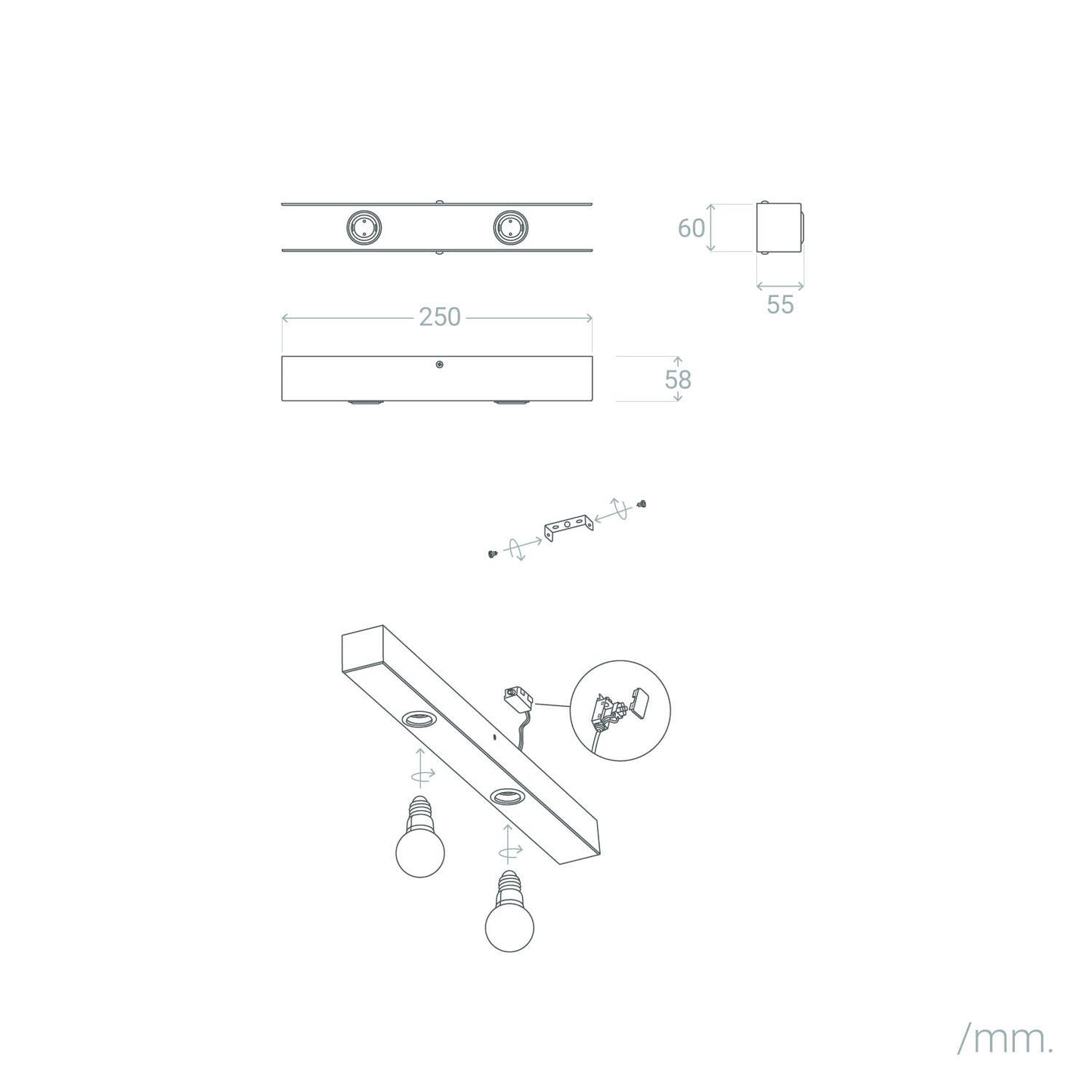 Lámpara de Pared Baño Metal 2 Focos Aizkra