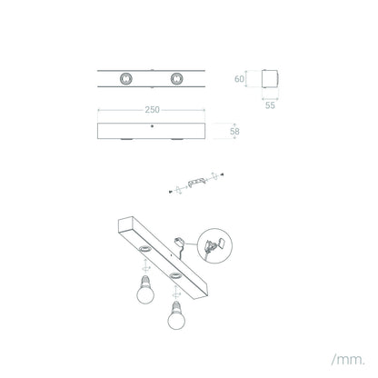 Aplique de Pared Baño Metal 2 Focos Aizkra