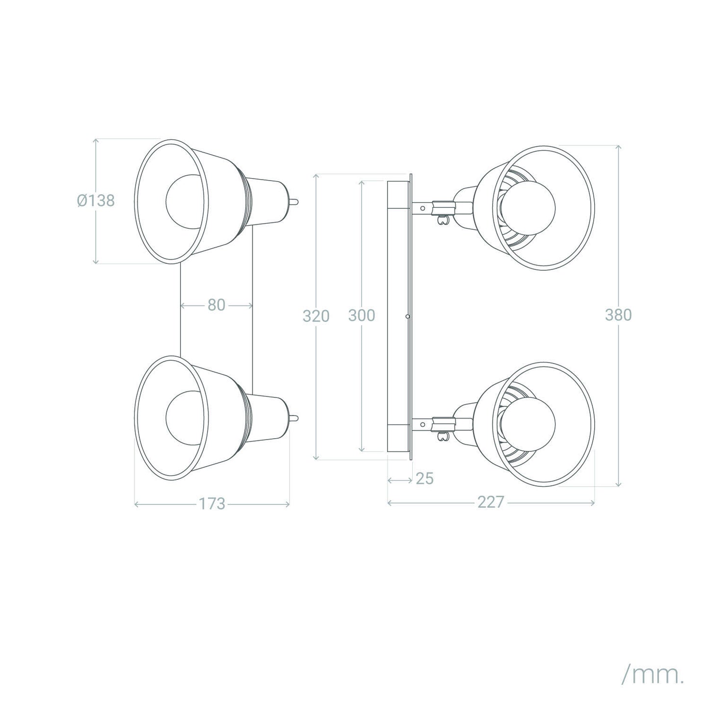 Lámpara de Pared Baño Metal 2 Focos Birzay