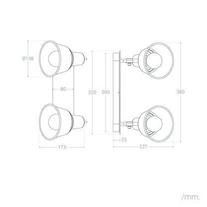 Lámpara de Pared Baño Metal 2 Focos Birzay