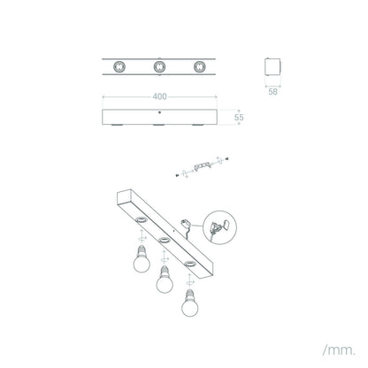 Aplique de Pared Baño Metal 3 Focos Aizkra