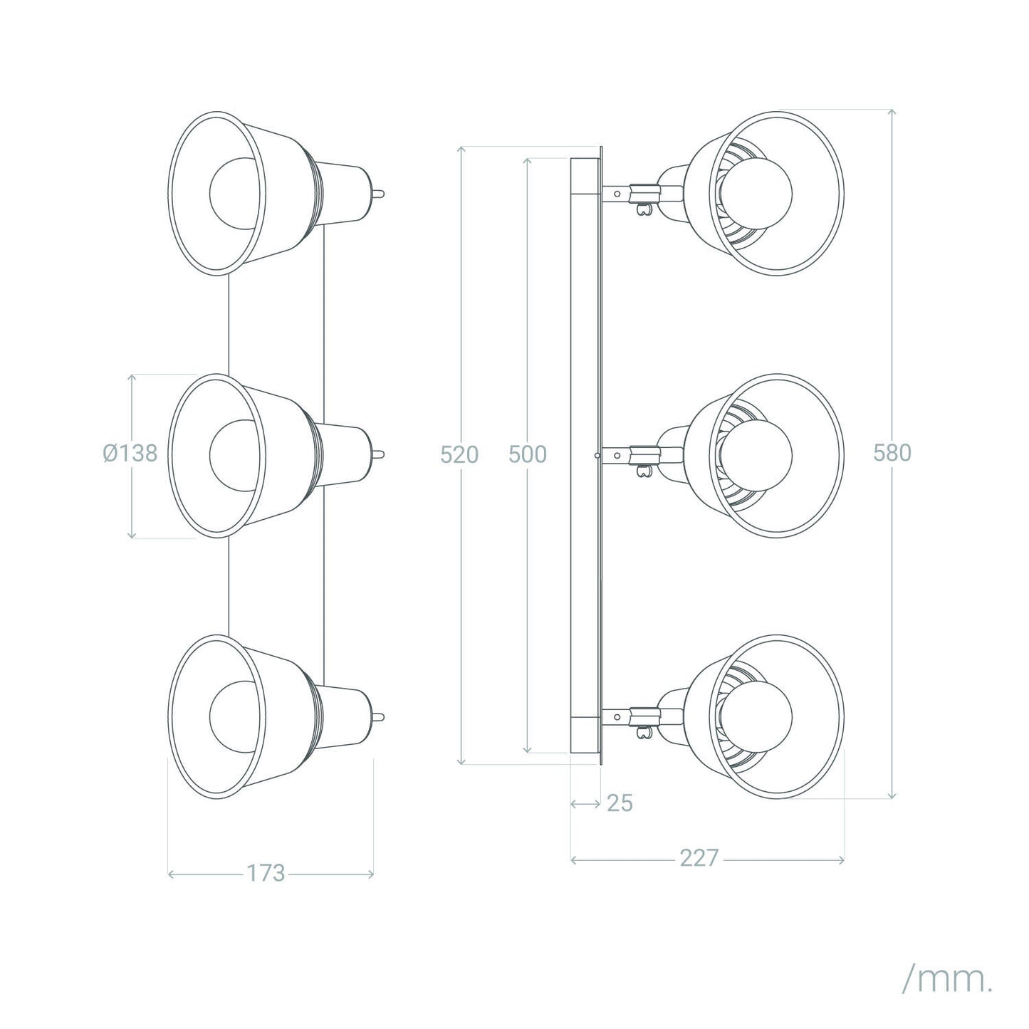 Lámpara de Pared Baño Metal 3 Focos Birzay