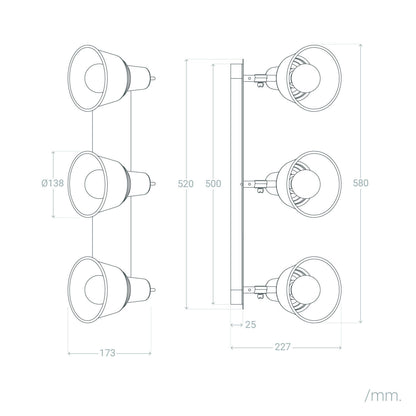Lámpara de Pared Baño Metal 3 Focos Birzay