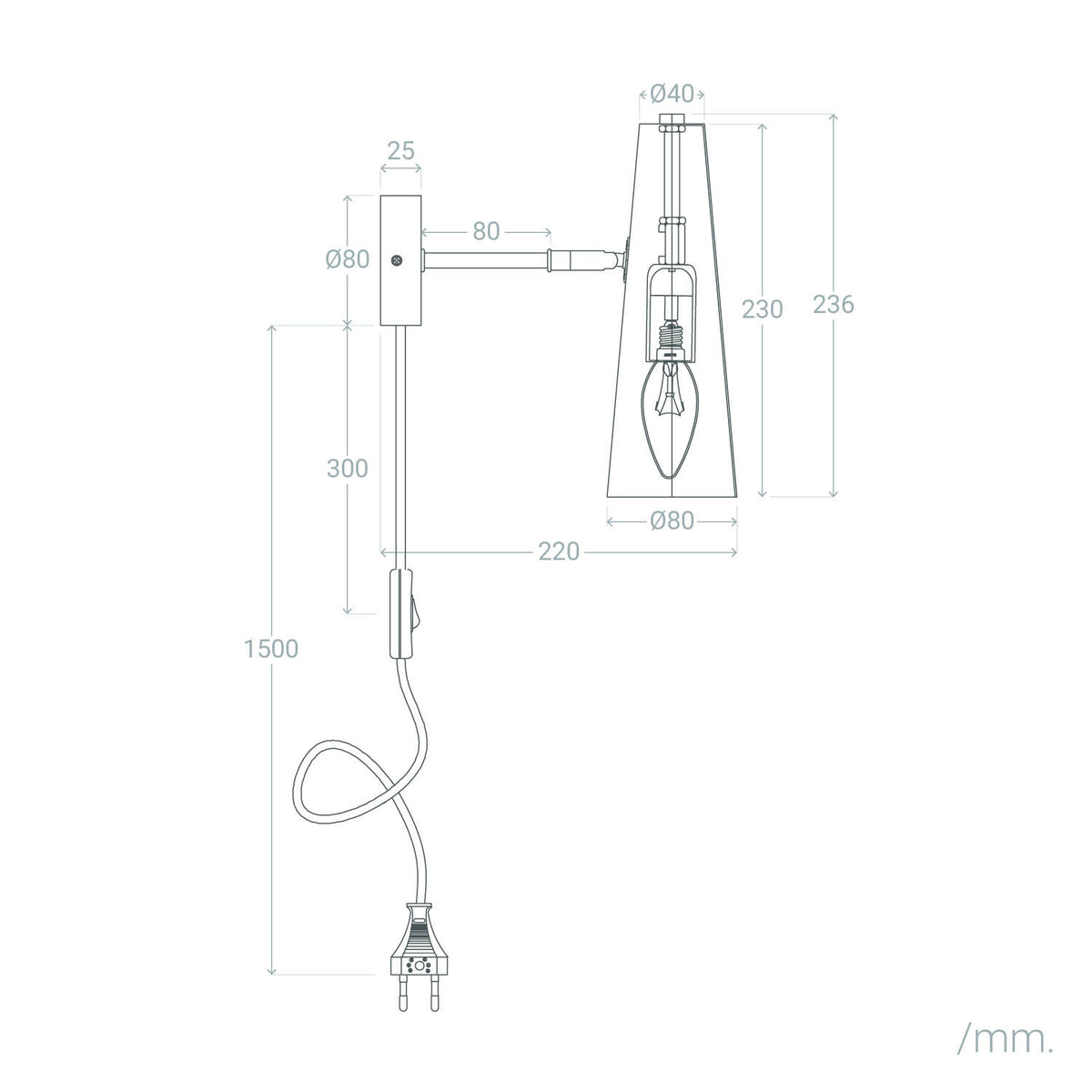 Lámpara de Pared Orientable Metal Allym