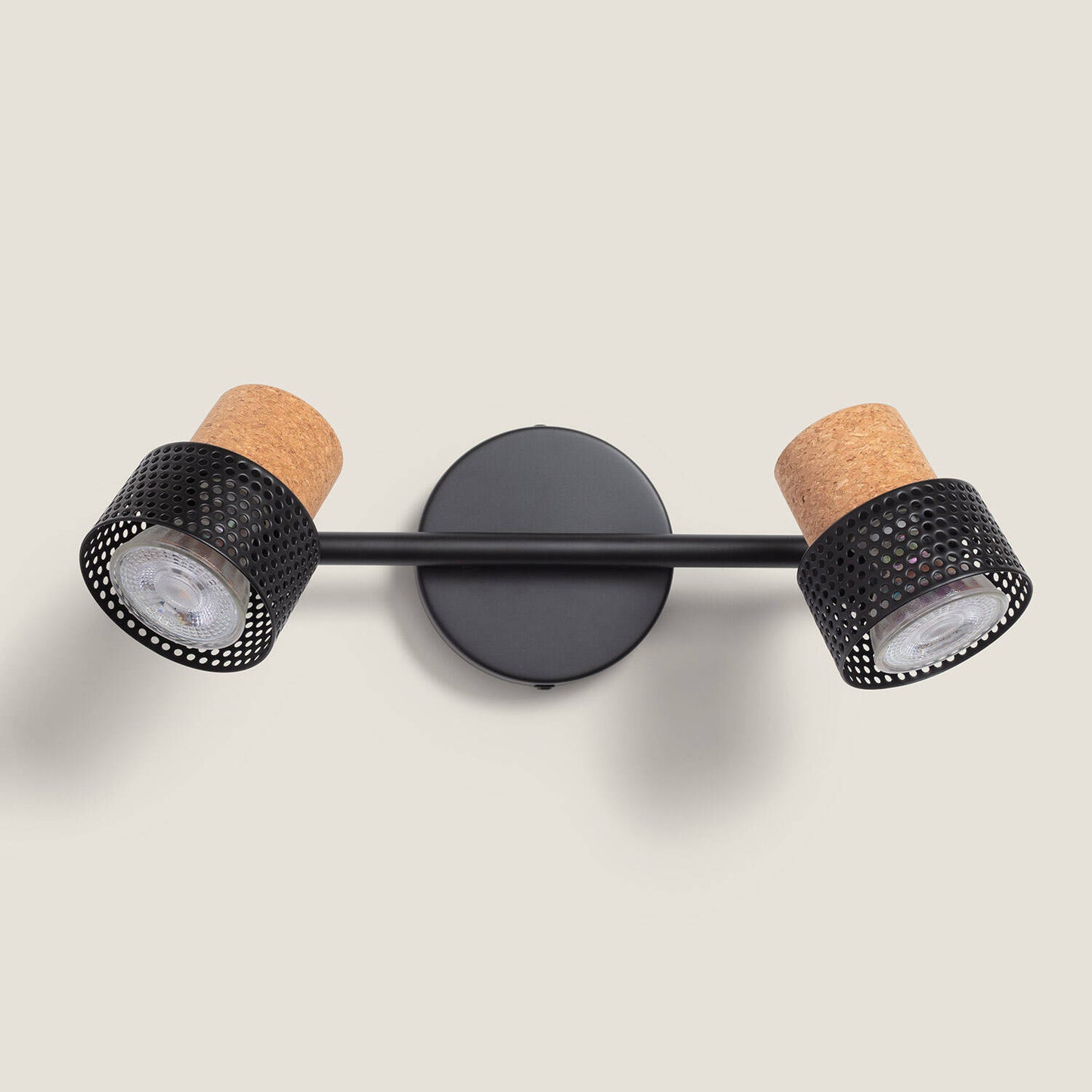 Lámpara de Pared Metal y Corcho Dos Focos Liksy