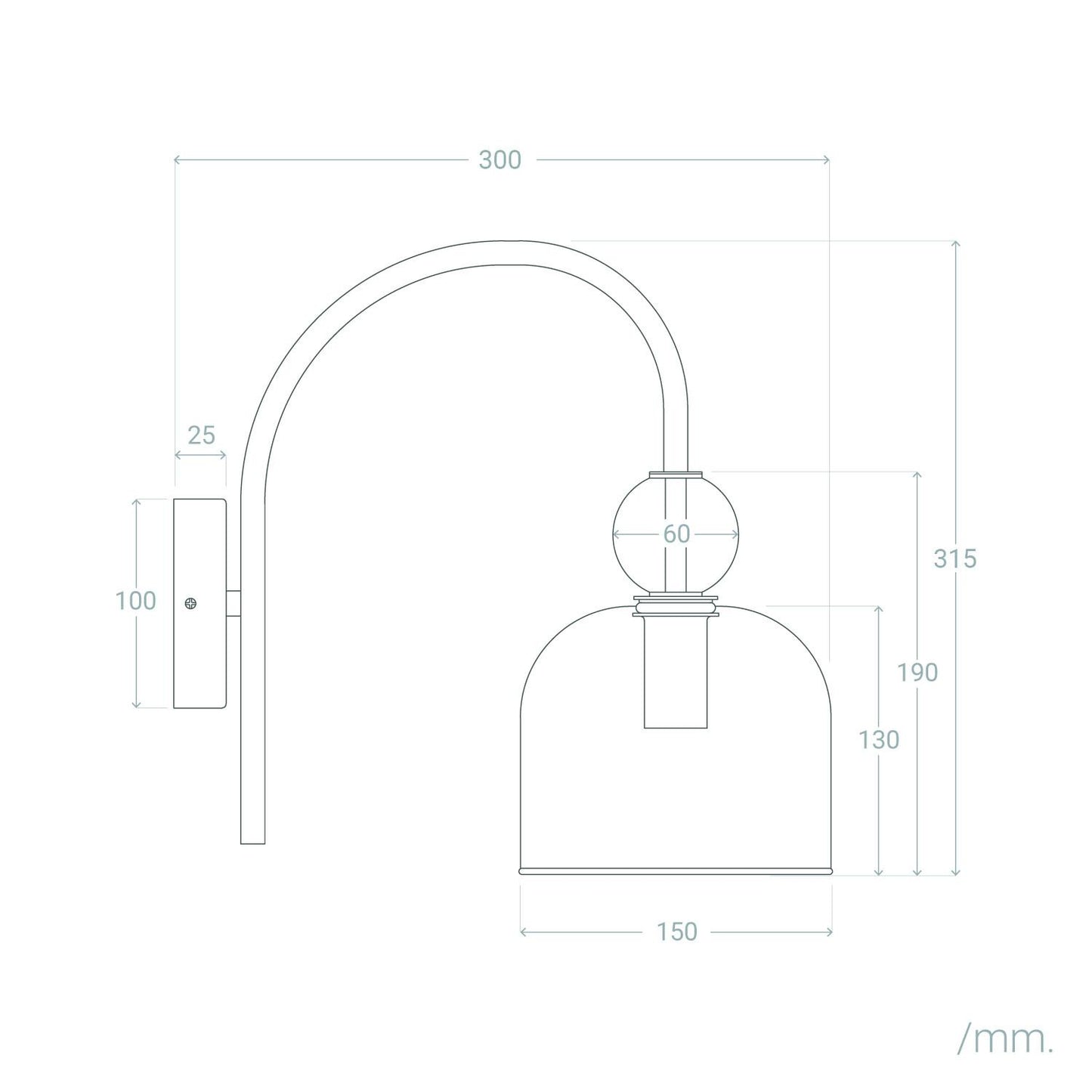 Lámpara de Pared Metal y Cristal Baudelaire