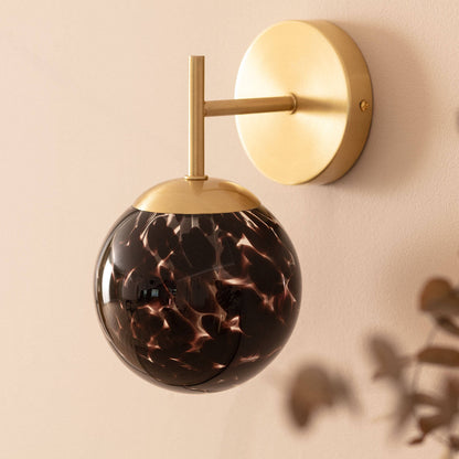 Lámpara de Pared Metal y Cristal Pardo