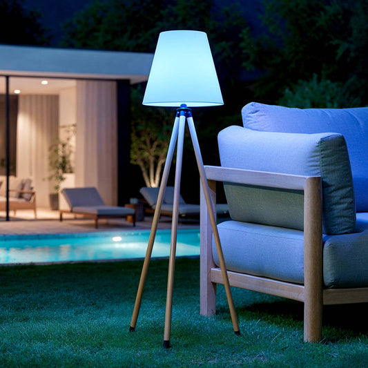 Lámpara de Pie Exterior de Metal LED RGB Solar con Batería USB Recargable Kefre