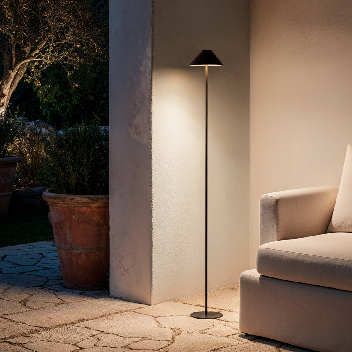 Lámpara de Pie LED Portátil para Exterior con Batería USB Recargable Metal Kivuli