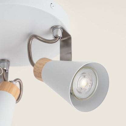 Lámpara de Techo Circular Orientable Metal y Madera 3 Focos Mara