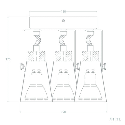 Lámpara de Techo Circular Orientable Metal y Madera 3 Focos Mara