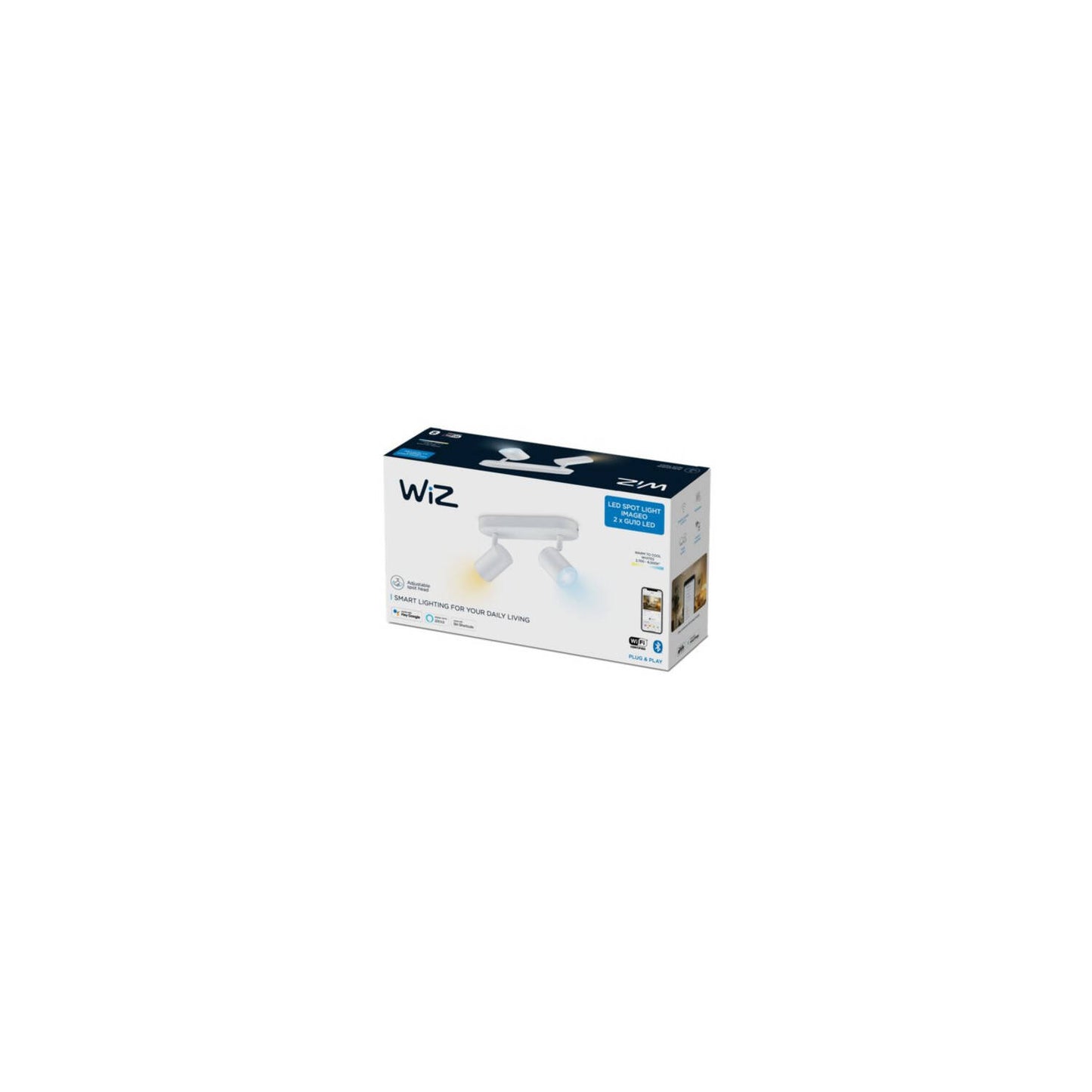 Lámpara de Techo LED Regulable CCT Seleccionable Smart WiFi+Bluetooth 4.9W Dos Focos WiZ Imageo