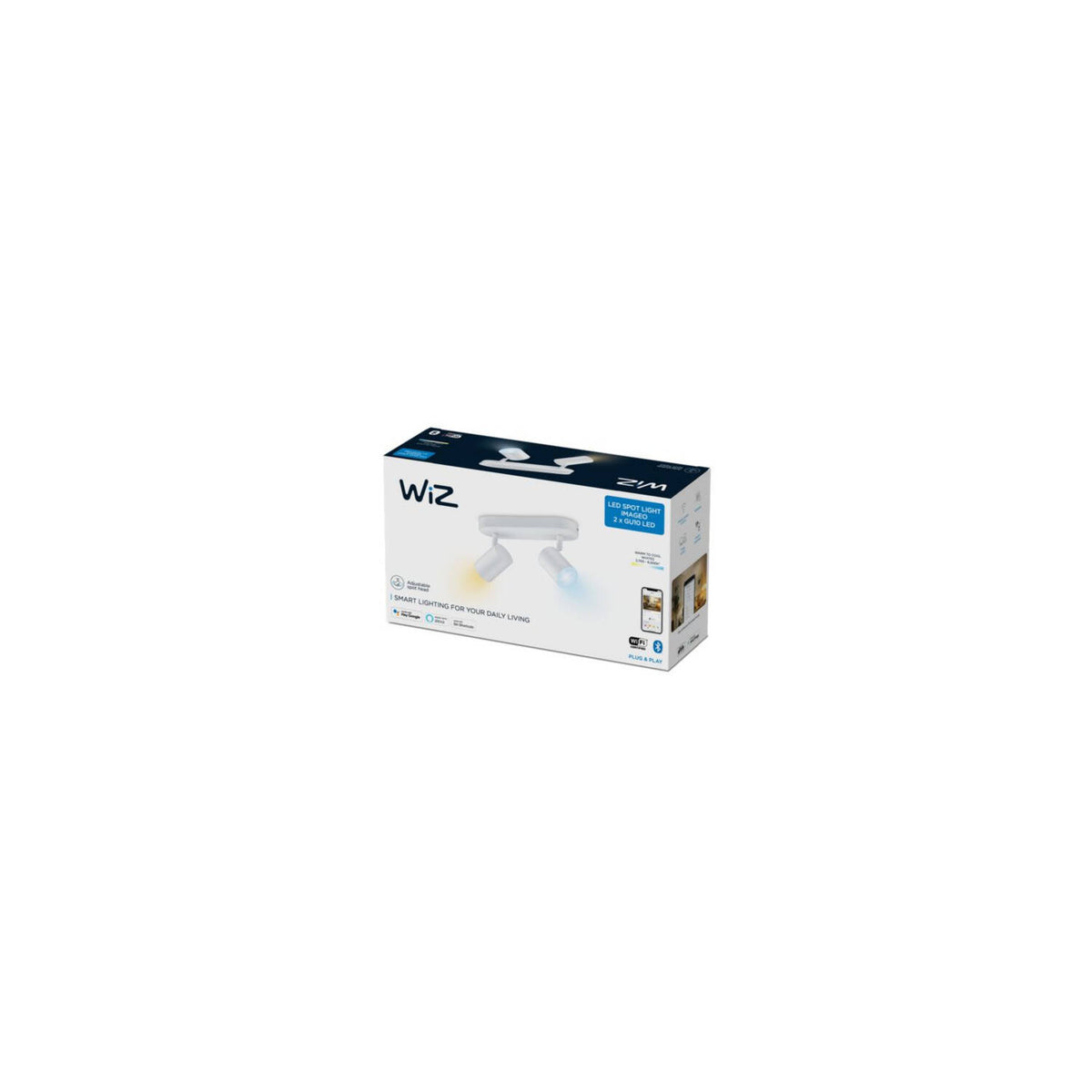 Lámpara de Techo LED Regulable CCT Seleccionable Smart WiFi+Bluetooth 4.9W Dos Focos WiZ Imageo