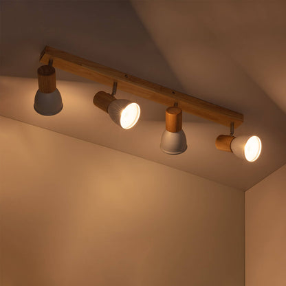 Lámpara de Techo Madera y Metal 4 Focos Tautau