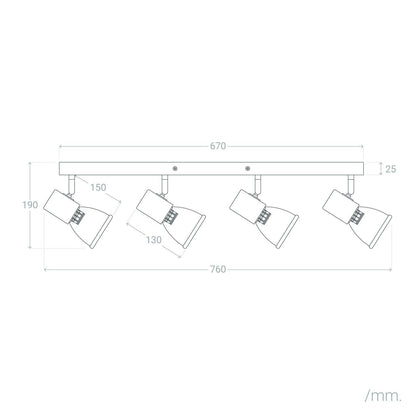 Lámpara de Techo Madera y Metal 4 Focos Tautau