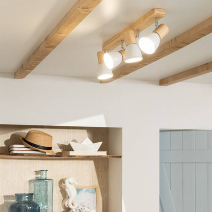 Lámpara de Techo Madera y Metal 4 Focos Tautau