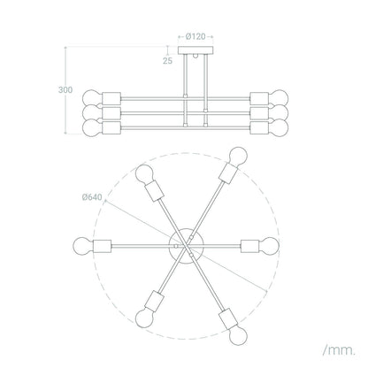 Lámpara de Techo Metal 6 Focos Fimbo