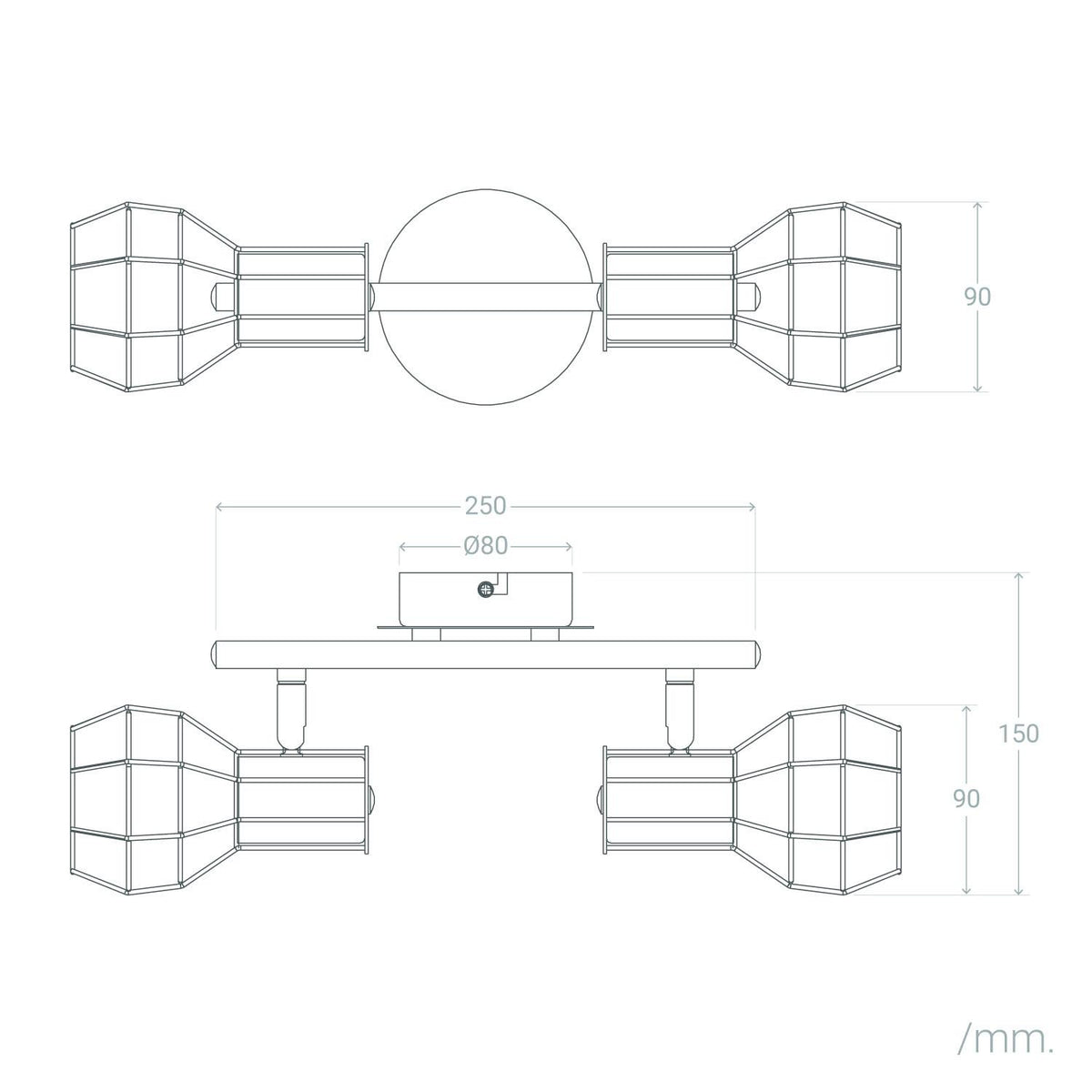 Lámpara de Techo Metal Orientable 2 Focos Lada