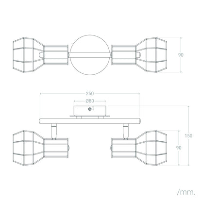Lámpara de Techo Metal Orientable 2 Focos Lada