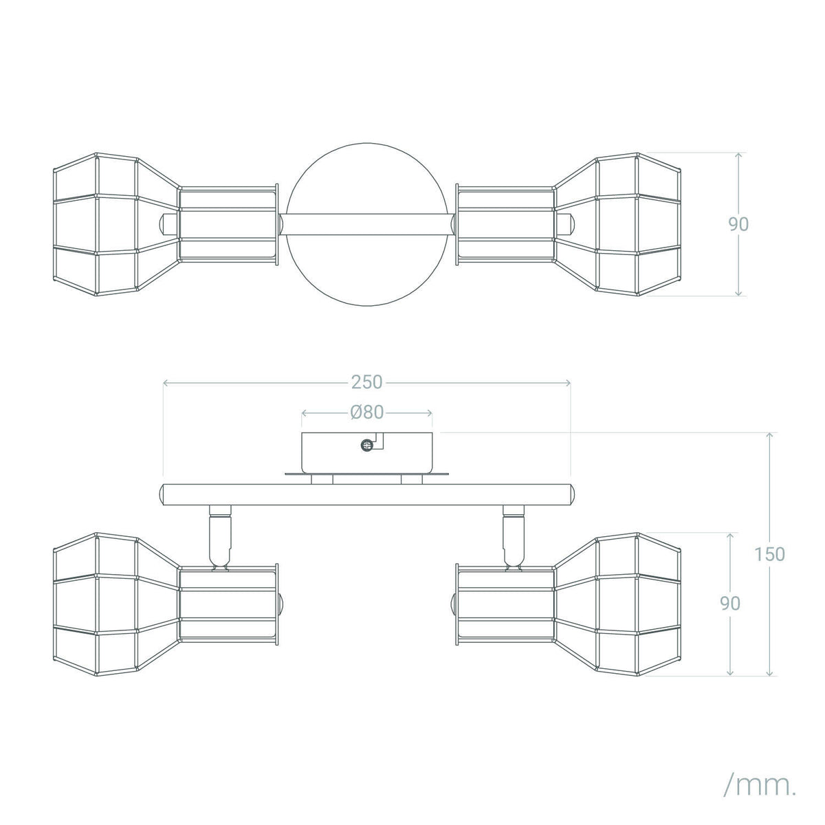 Lámpara de Techo Metal Orientable 2 Focos Lada