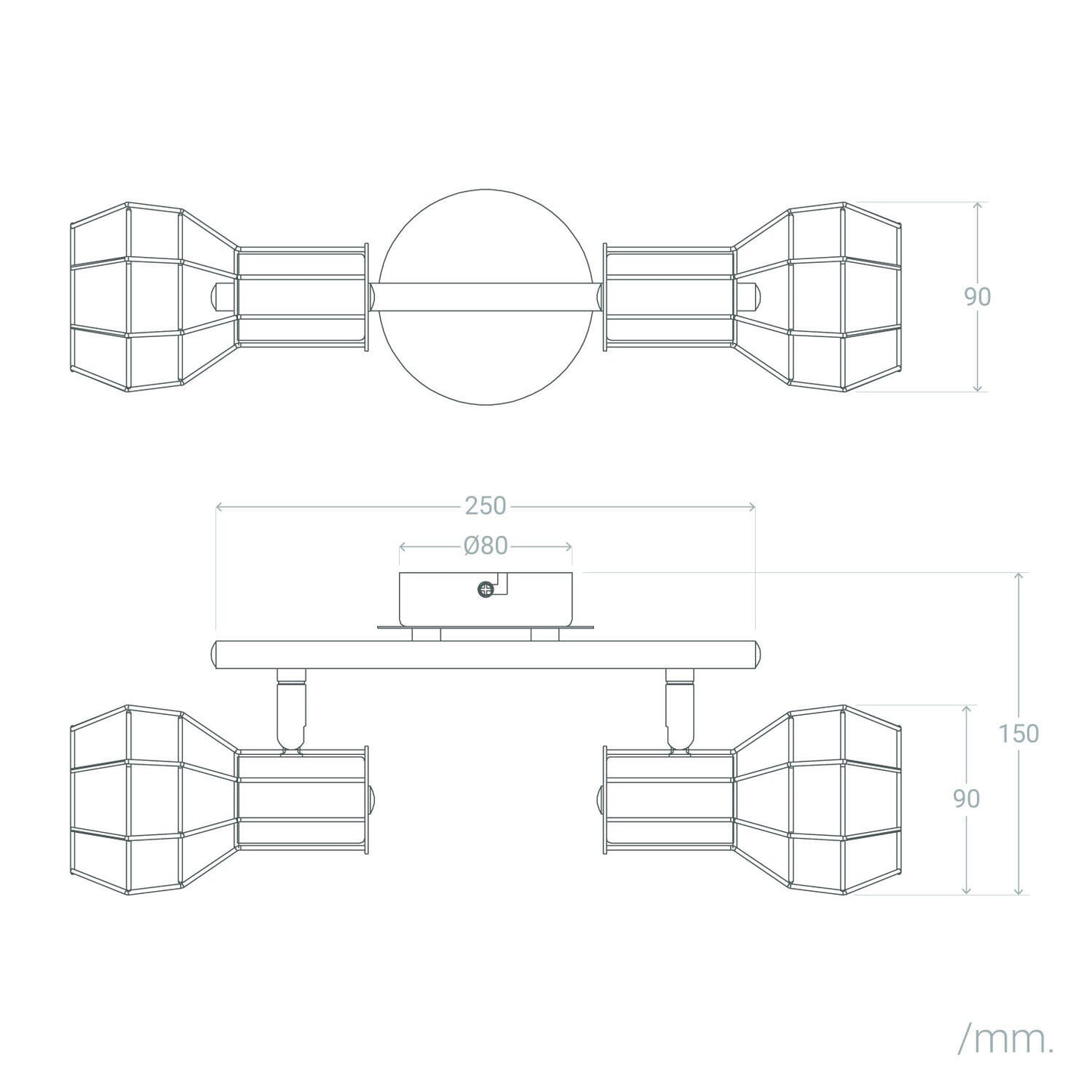 Lámpara de Techo Metal Orientable 2 Focos Lada