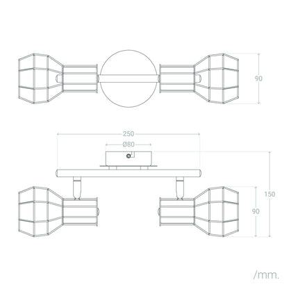 Lámpara de Techo Metal Orientable 2 Focos Lada