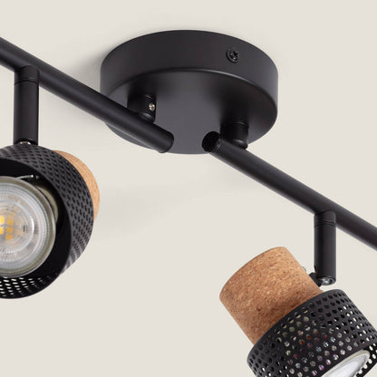 Lámpara de Techo Metal y Corcho Cuatro Focos Liksy