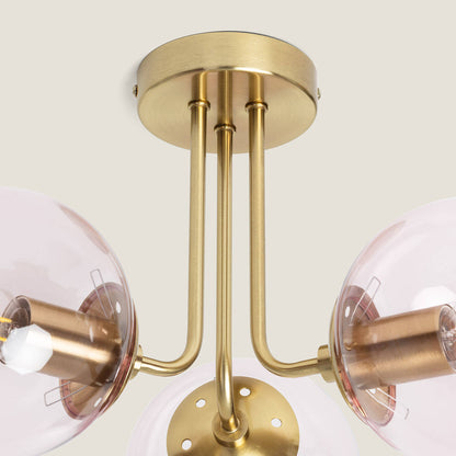 Lámpara de Techo Metal y Cristal Moonlight Brass 3 Focos