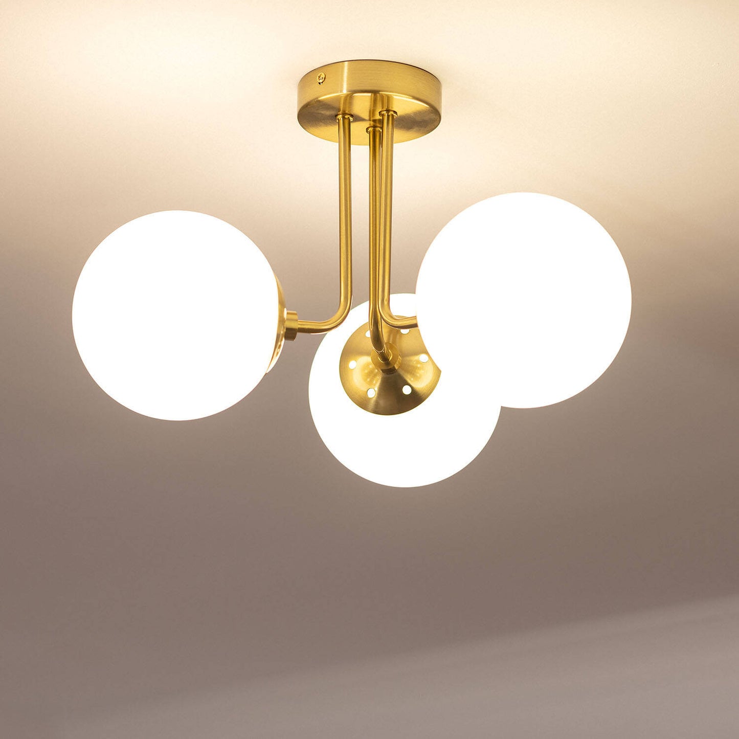 Lámpara de Techo Metal y Cristal Moonlight Brass 3 Focos